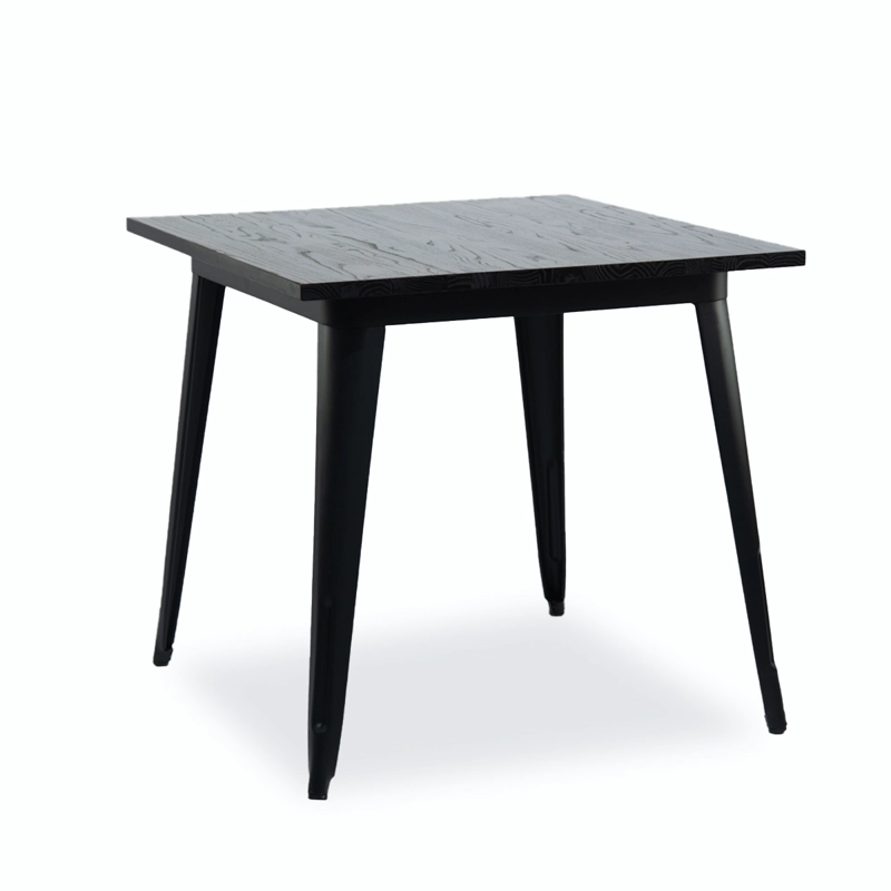 MESA CITYSHOP TOLIX CUBIERTA MADERA PATAS NEGROS 80X80X75 CM METAL - 1