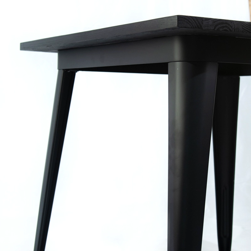 MESA CITYSHOP TOLIX CUBIERTA MADERA PATAS NEGROS 80X80X75 CM METAL - 4