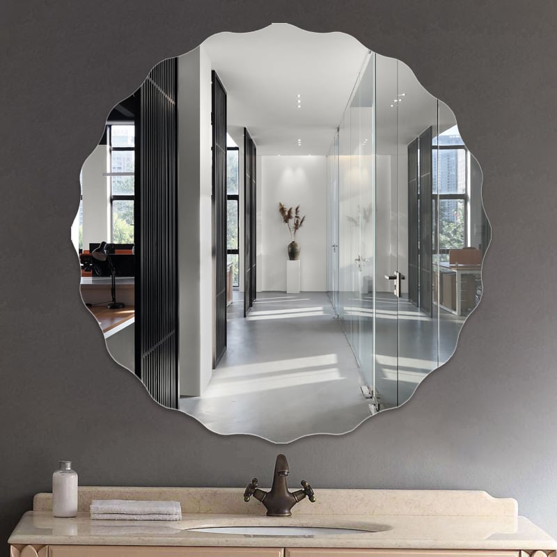ESPEJO CITYSHOP REDONDO BORDE IRREGULAR 100CM VIDRIO BLANCO - 1