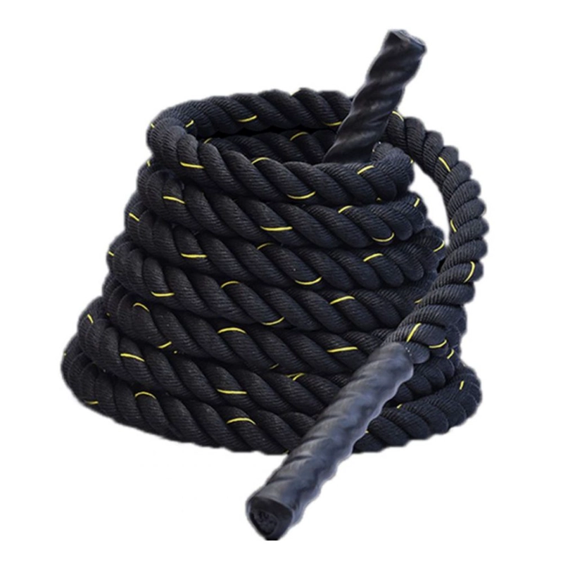 CUERDA FUNCIONAL NEGRA CROSSFIT CON MANGOS DE GOMA ANTIDESLIZANTE POLYDACRON 38 MM X 9 M - 1