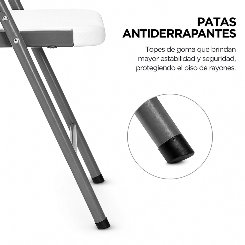 SET 4 SILLAS PLEGABLES PARA EVENTOS BLANCA HDPE REFORZADA CON ESTRUCTURA DE ACERO - 3