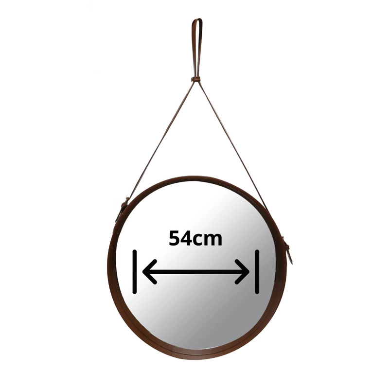 ESPEJO COLGANTE CIRCULAR CUERO NATURAL 54 CM - 4