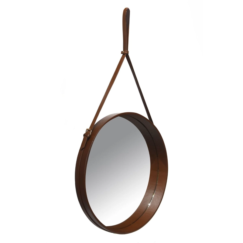 ESPEJO COLGANTE CIRCULAR CUERO NATURAL 54 CM - 5