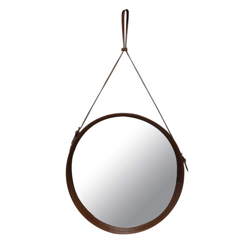 ESPEJO COLGANTE CIRCULAR CUERO NATURAL 54 CM - 6