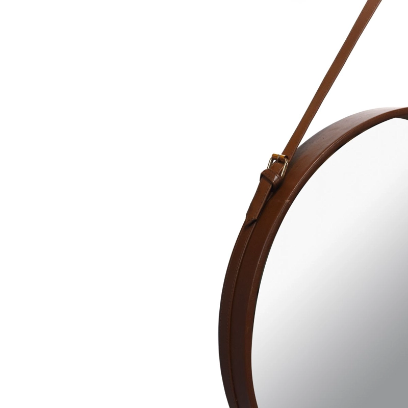 ESPEJO COLGANTE CIRCULAR CUERO NATURAL 54 CM - 7