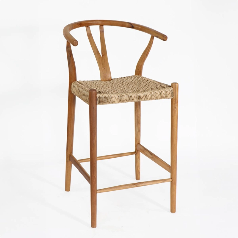 SILLA BAR WISHBONE MADERA Y FIBRA SINTE TICA COLOR NATURAL H102 CM - 1