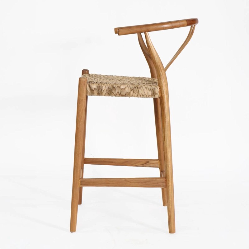 SILLA BAR WISHBONE MADERA Y FIBRA SINTE TICA COLOR NATURAL H102 CM - 4