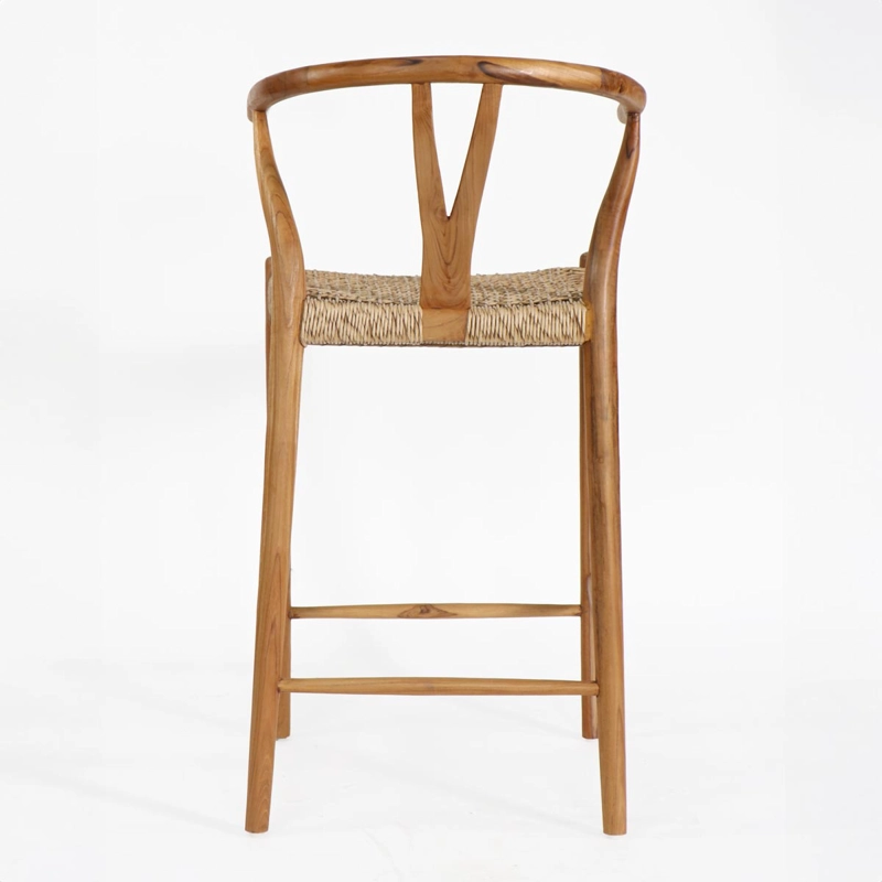 SILLA BAR WISHBONE MADERA Y FIBRA SINTE TICA COLOR NATURAL H102 CM - 6