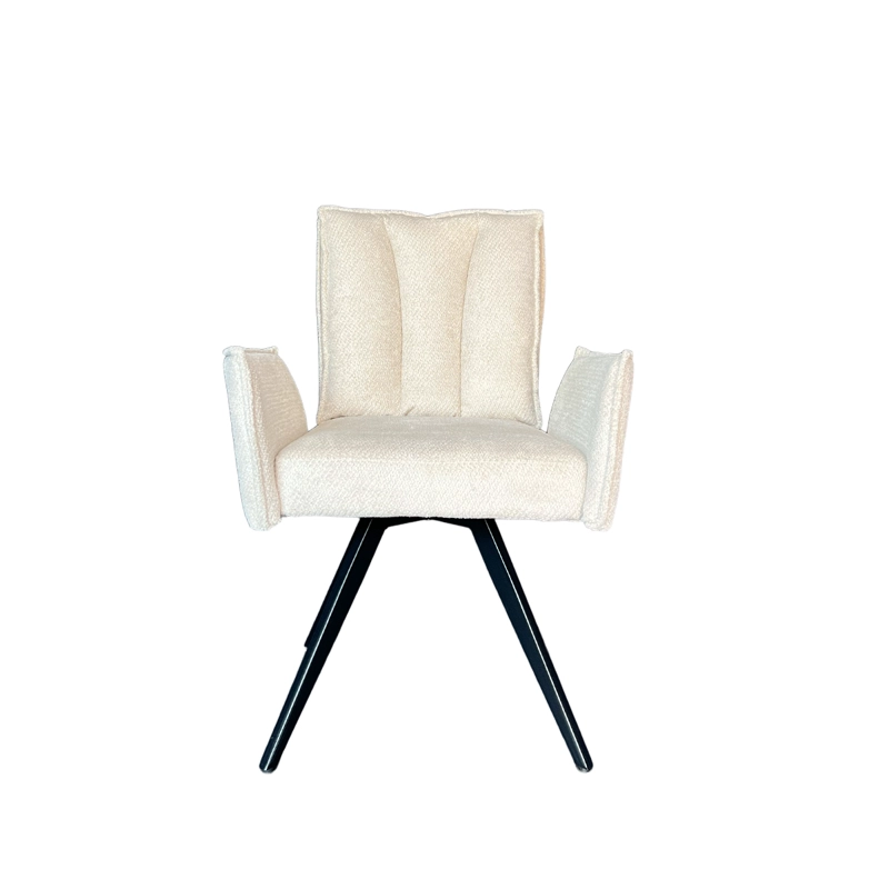 SILLA GIRATORIA PRESTON CON BRAZOS TELA BEIGE 66X63X92 CM - 3