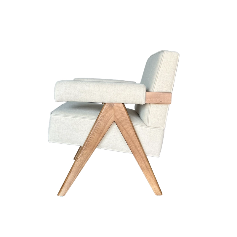 POLTRONA PHILADELFIA MADERA FRESNO WALNUT EN LINO Y ALGODON BEIGE - 3