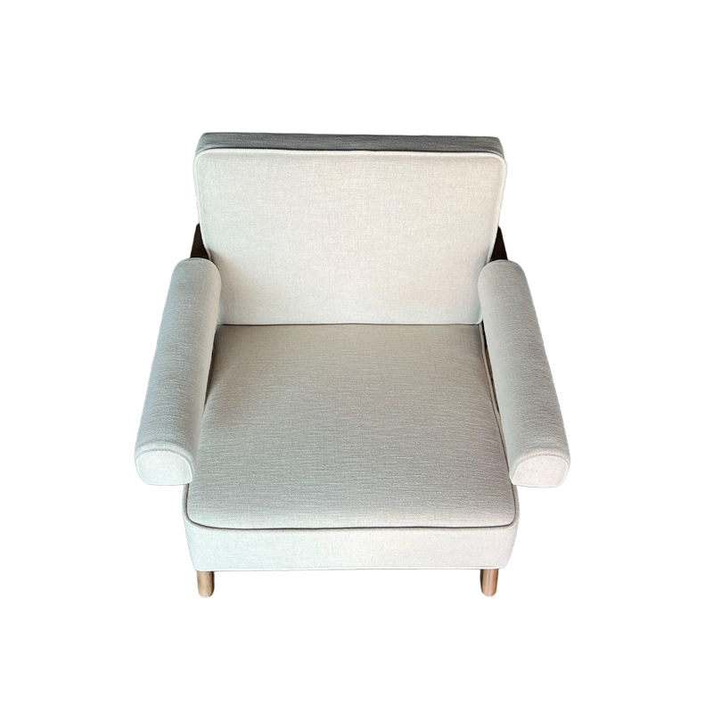 POLTRONA PHILADELFIA MADERA FRESNO WALNUT EN LINO Y ALGODON BEIGE - 4