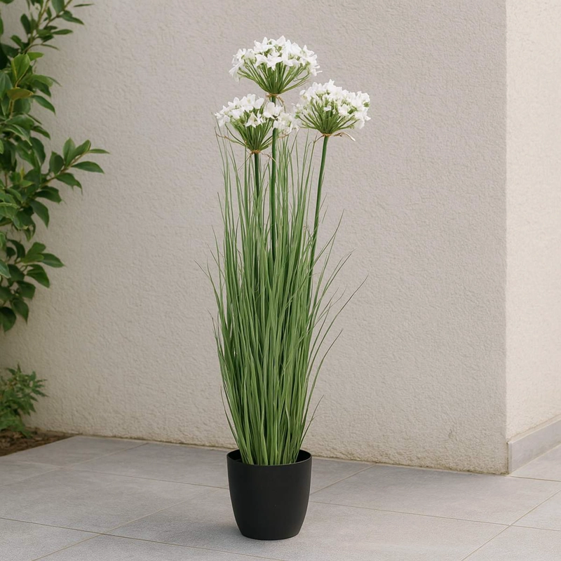 GRASS LEEK FLOR DE PUERRO CON MACETERO 109 CM DE ALTURA - 1
