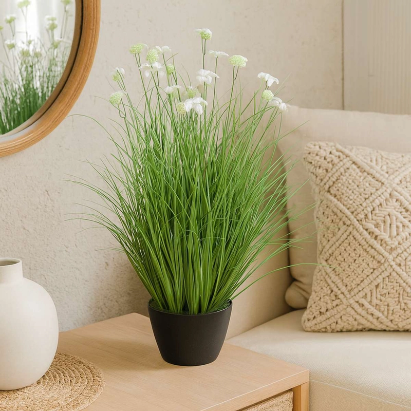 GRASS CON FLOR CON MACETERO 75 CM DE ALTURA - 1
