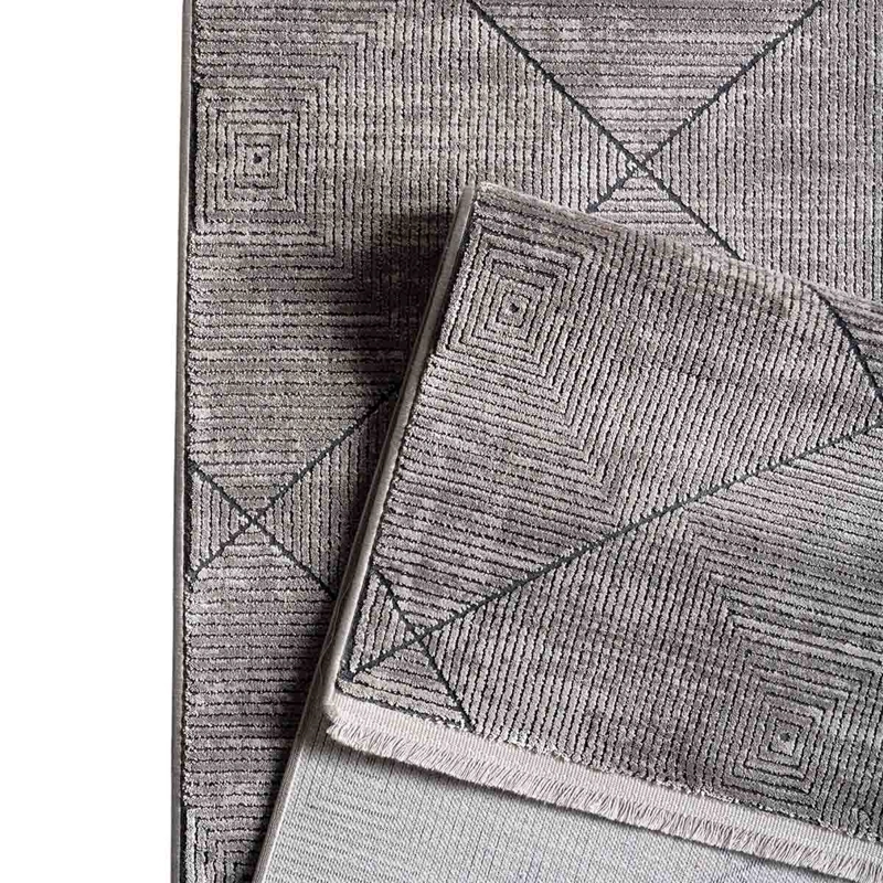 ALFOMBRA TURCA MAZZINI RECTANGULAR GRIS CON DISEÑO DE ROMBO POLIE STER 80 X 300 CM - 2