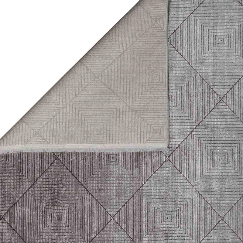 ALFOMBRA TURCA MAZZINI RECTANGULAR GRIS CON DISEÑO DE ROMBO POLIE STER 80 X 300 CM - 3
