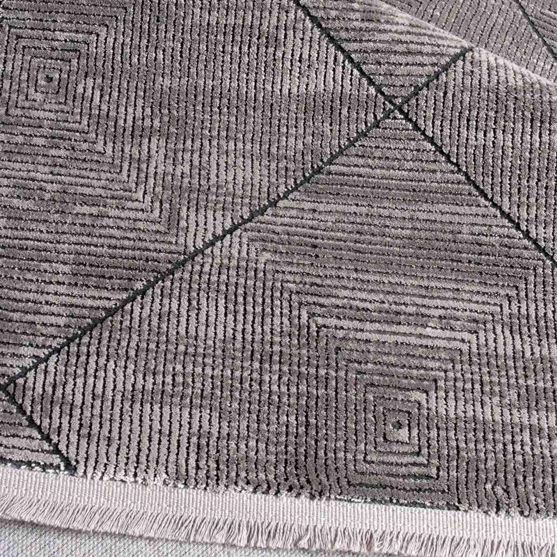 ALFOMBRA TURCA MAZZINI RECTANGULAR GRIS CON DISEÑO DE ROMBO POLIE STER 80 X 300 CM - 4