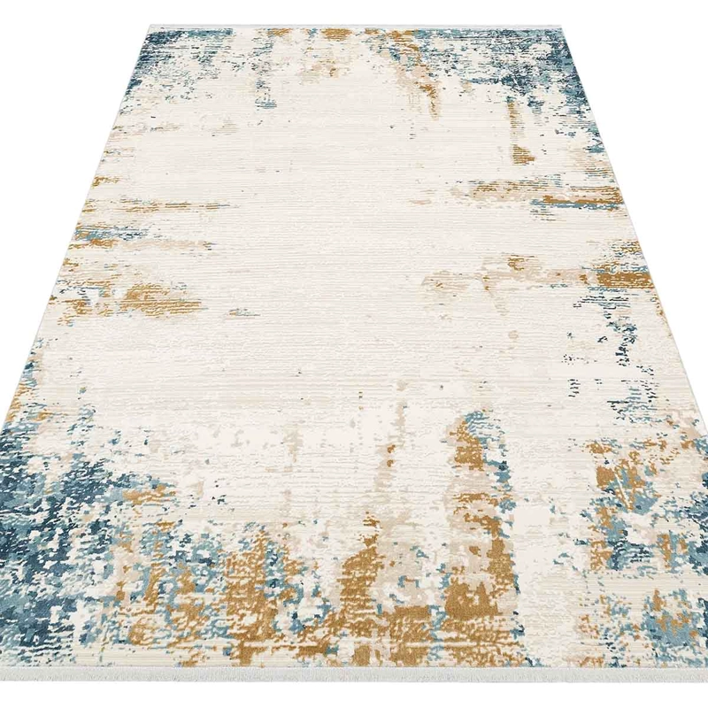 ALFOMBRA TURCA PERRE015 RECTANGULAR POLIE STER CREMA Y AZUL 200 X 290 CM - 3