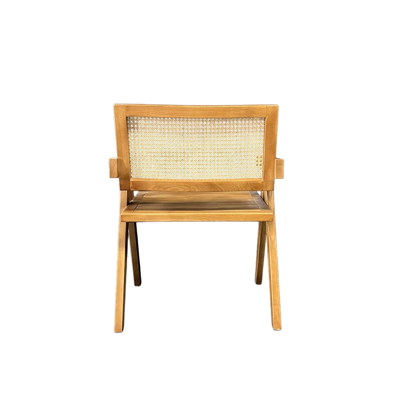 SILLA AURORA PLUS CON APOYABRAZOS EN MADERA DE FRESNO NATURAL Y RESPALDO DE RATAN - 5