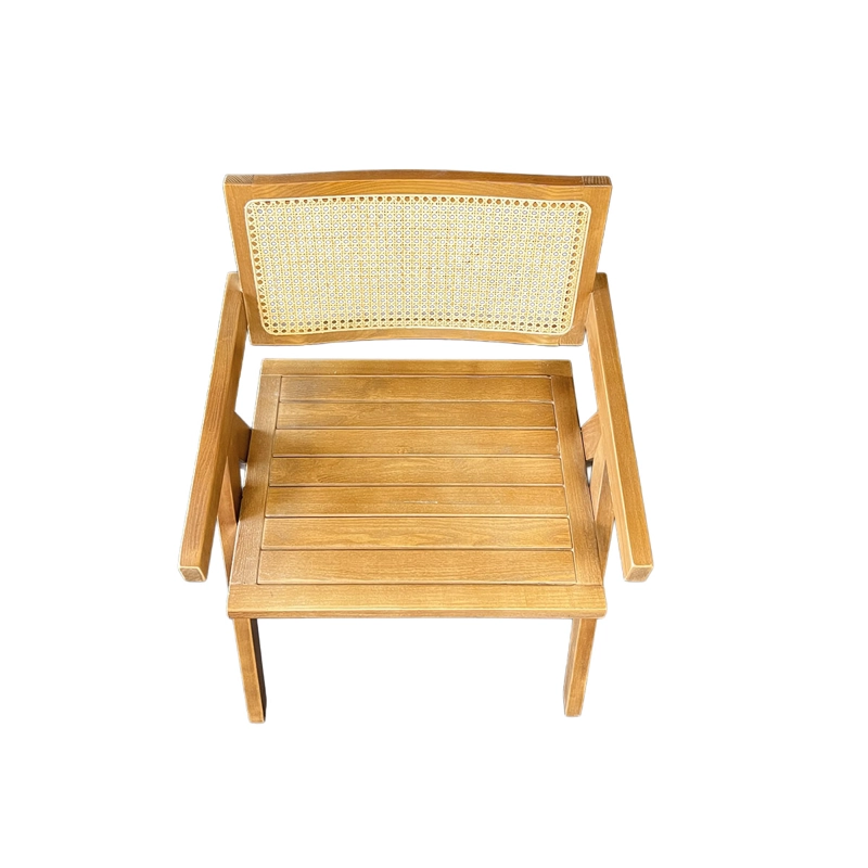 SILLA AURORA PLUS CON APOYABRAZOS EN MADERA DE FRESNO NATURAL Y RESPALDO DE RATAN - 6