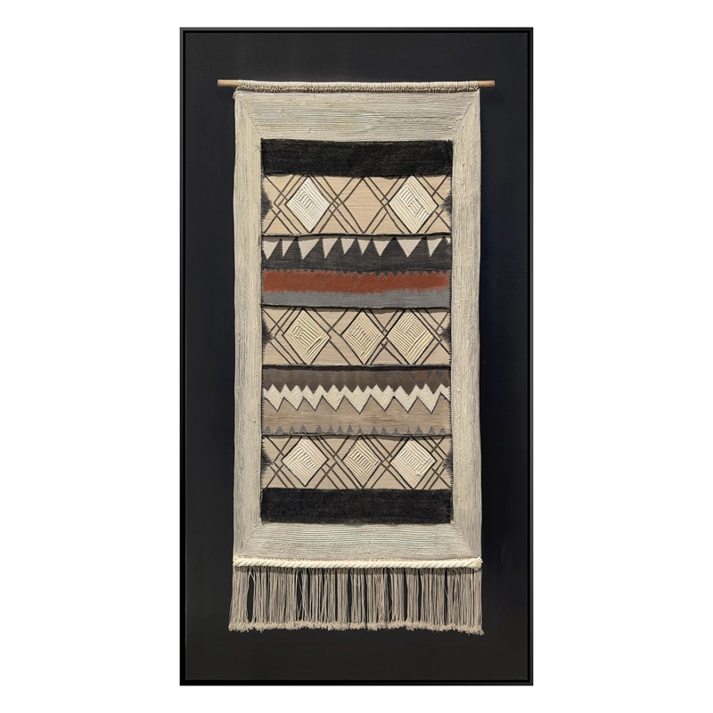 CUADRO DECORATIVO EL RAULI CANVAS HD PINTADO A MANO CON APLICACIONES EN TEXTIL MARCO NEGRO 65X123 CM - 3
