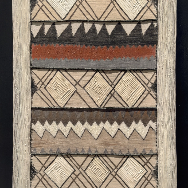 CUADRO DECORATIVO EL RAULI CANVAS HD PINTADO A MANO CON APLICACIONES EN TEXTIL MARCO NEGRO 65X123 CM - 4