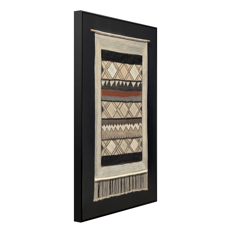CUADRO DECORATIVO EL RAULI CANVAS HD PINTADO A MANO CON APLICACIONES EN TEXTIL MARCO NEGRO 65X123 CM - 5