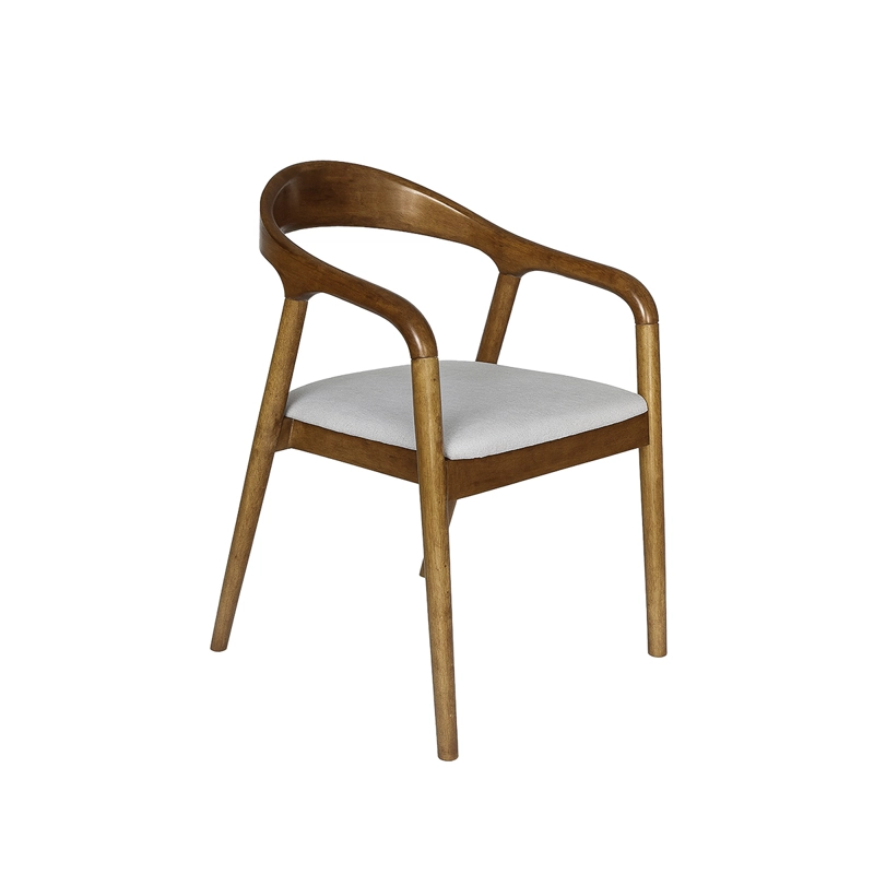 SILLA GYVEN MADERA CAUCHO WALNUT ASIENTO LINO 55X53X80 CM - 1