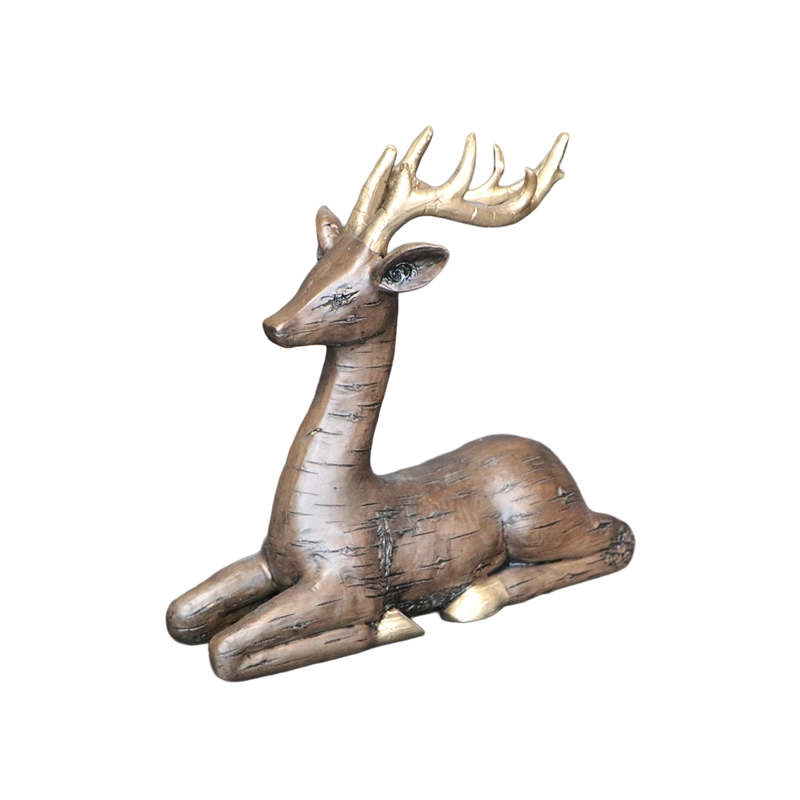 ADORNO VENADO BAMBI ACOSTADO POLIRESINA COÑAC 28 X 10 X 27 CM - 3