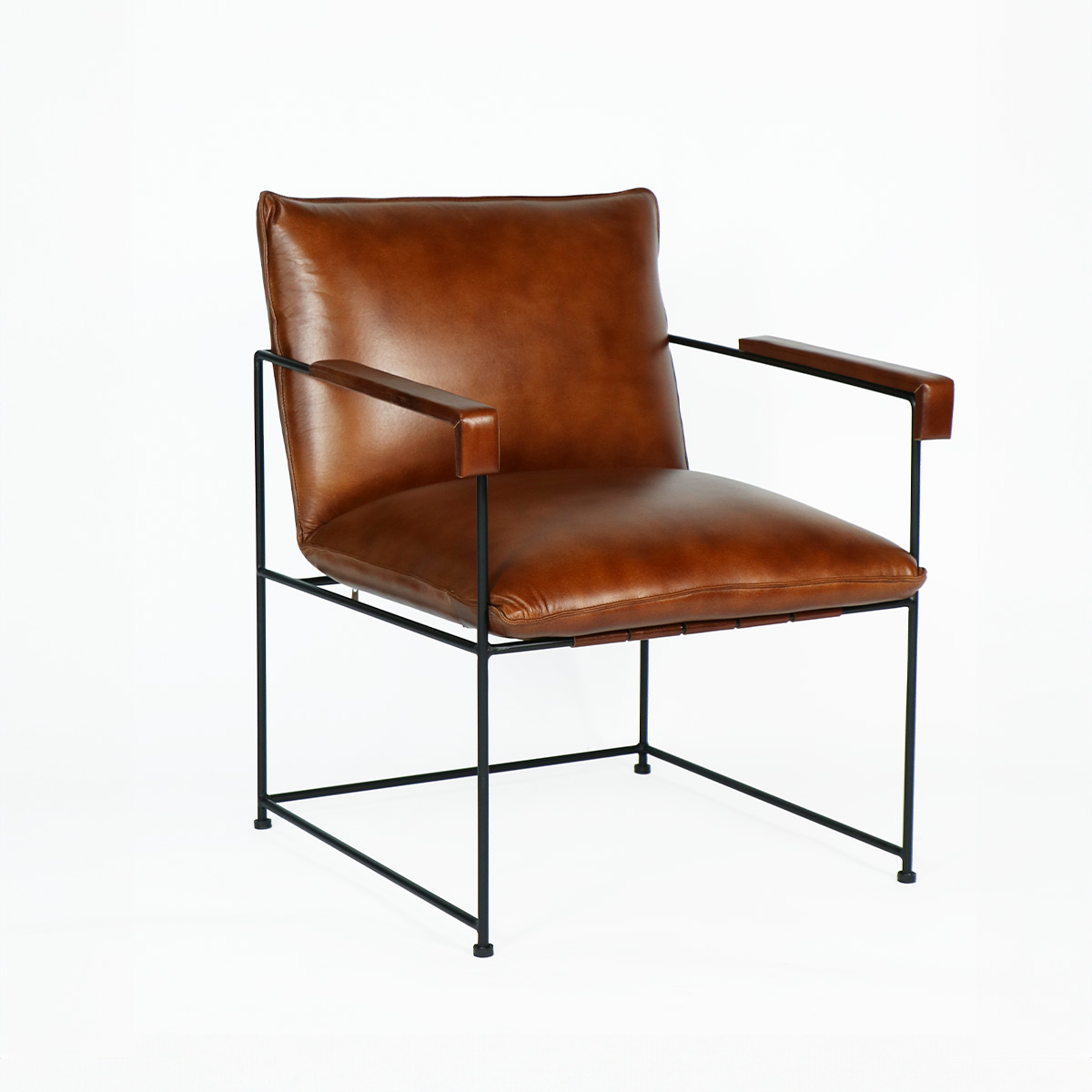 Sitial Borja de Cuero Natural Full Grain Caramelo 58x69x84 cm - 1