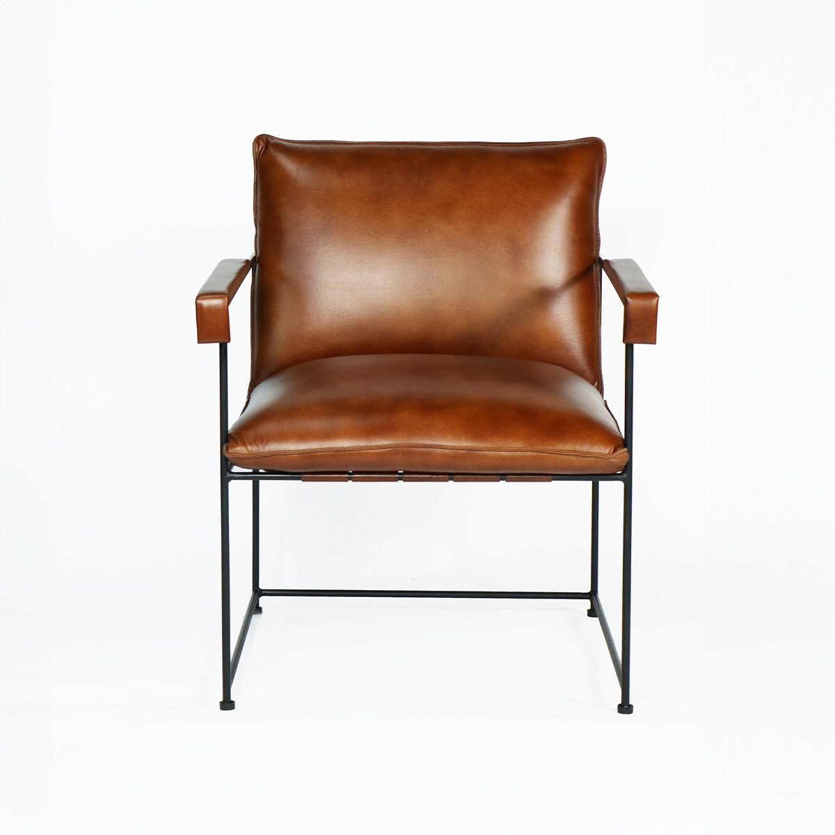 Sitial Borja de Cuero Natural Full Grain Caramelo 58x69x84 cm - 2