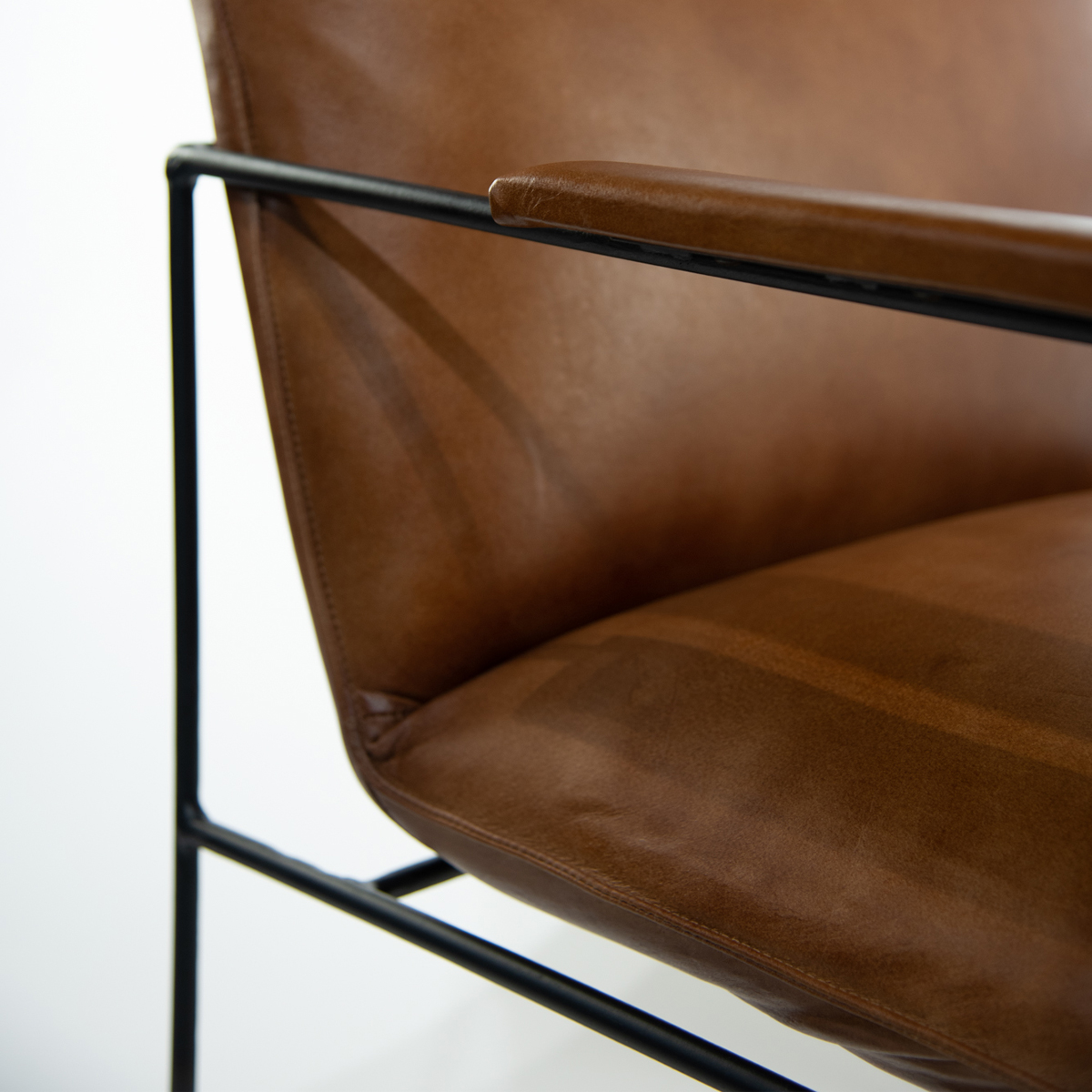 Sitial Borja de Cuero Natural Full Grain Caramelo 58x69x84 cm - 4