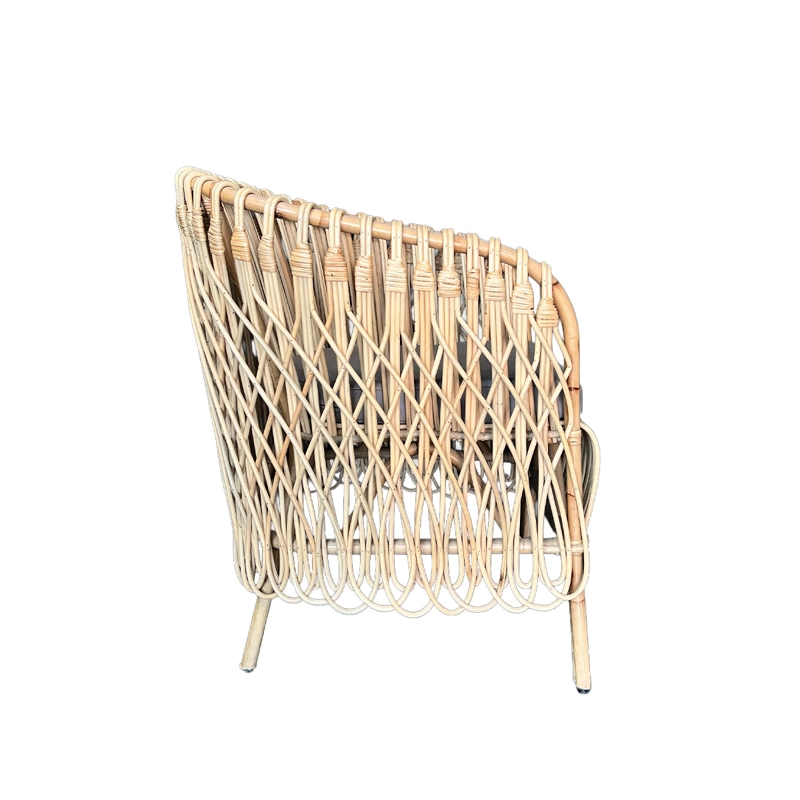 SITIAL NUZI DE RATTAN NATURAL CON COJIN GRIS PARA LIVING Y DORMITORIO - 5