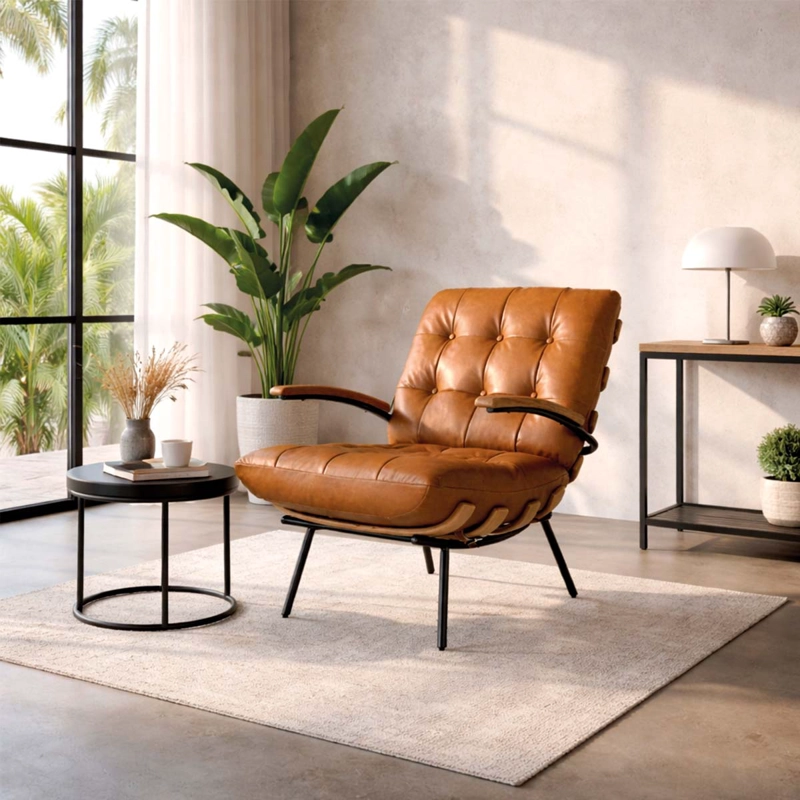 POLTRONA ARMONY CUERO FULL GRAIN CARAMELO 73 X 91 X 83 CM - 1