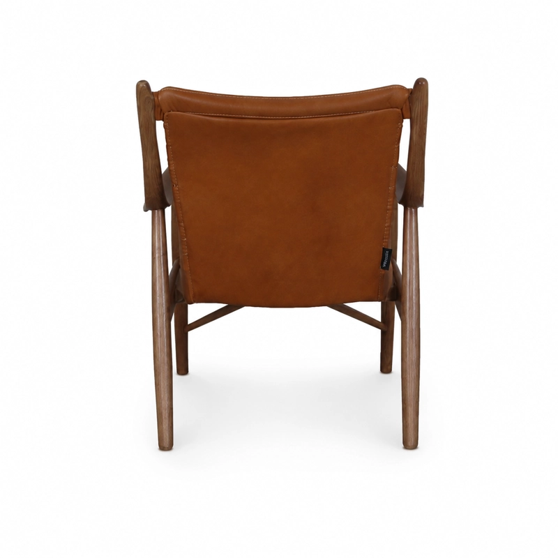 POLTRONA ELLIAH MADERA DE FRESNO Y CUERO FULL GRAIN COGNAC 69 × 71 × 83 CM - 5