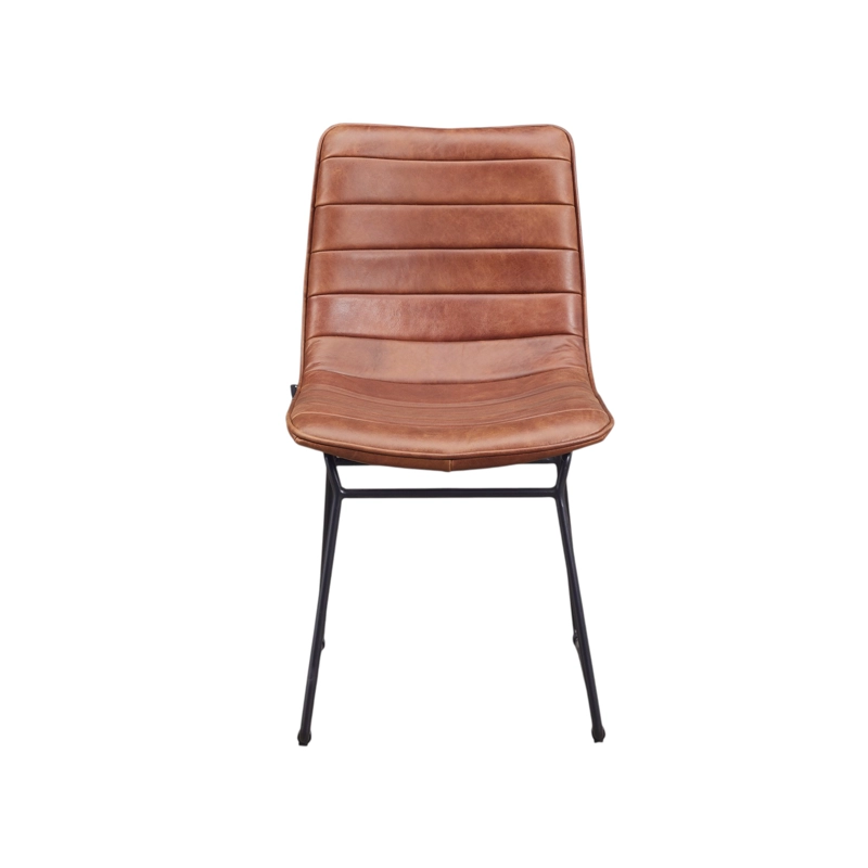 SILLA COMEDOR TORINO CUERO FULL GRAIN CAFE  CLARO  ACERO SAND BLACK 45 X 63 X 80 CM - 2
