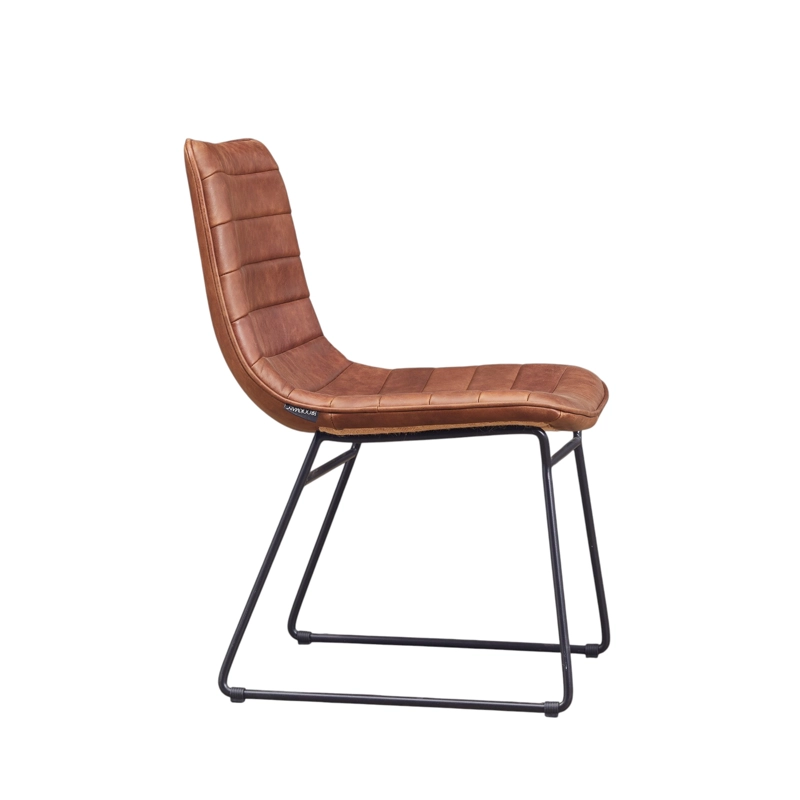 SILLA COMEDOR TORINO CUERO FULL GRAIN CAFE  CLARO  ACERO SAND BLACK 45 X 63 X 80 CM - 3