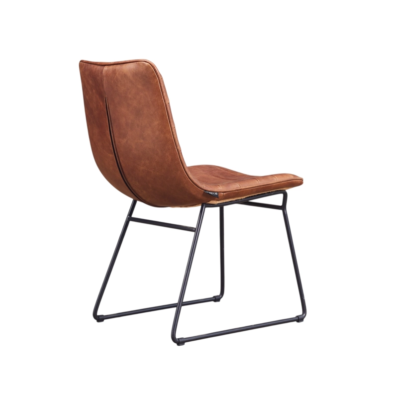 SILLA COMEDOR TORINO CUERO FULL GRAIN CAFE  CLARO  ACERO SAND BLACK 45 X 63 X 80 CM - 4