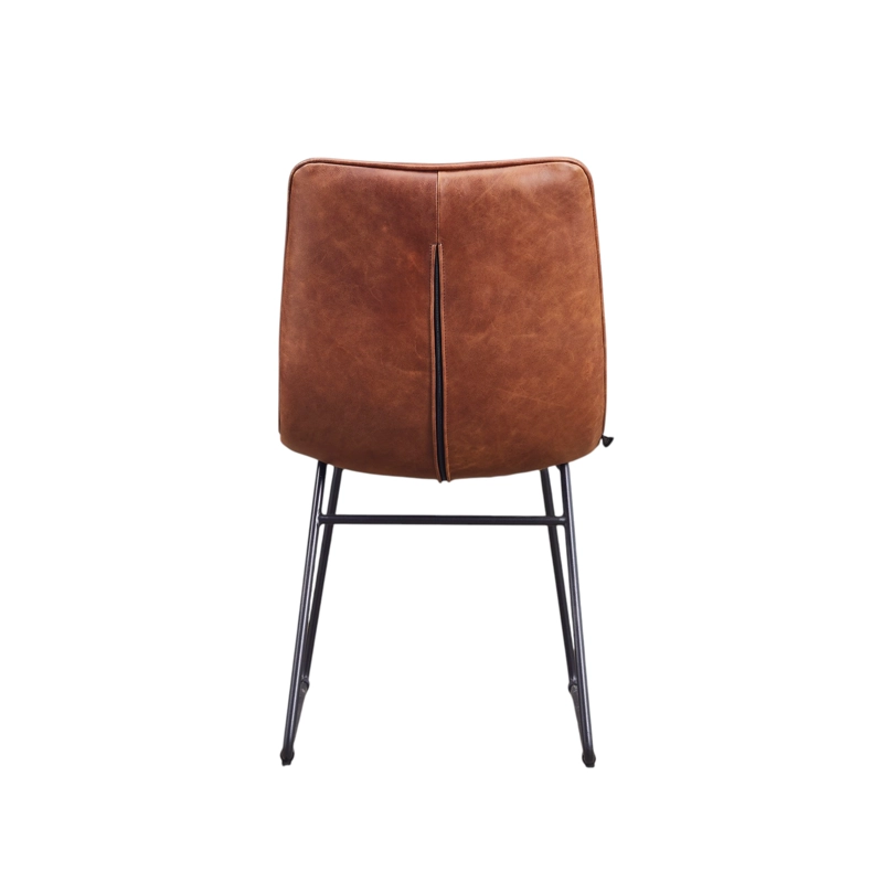 SILLA COMEDOR TORINO CUERO FULL GRAIN CAFE  CLARO  ACERO SAND BLACK 45 X 63 X 80 CM - 5