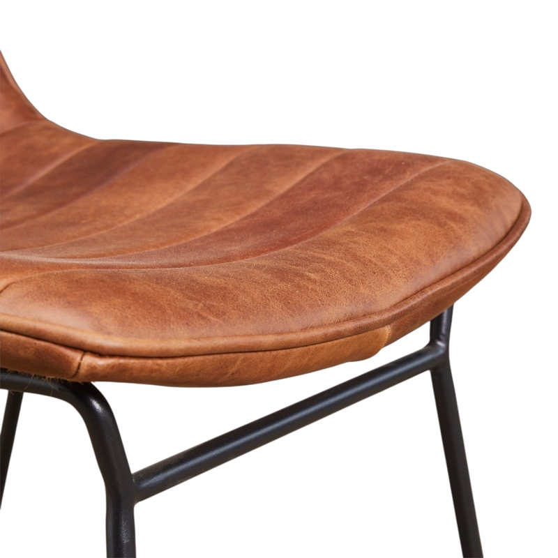 SILLA COMEDOR TORINO CUERO FULL GRAIN CAFE  CLARO  ACERO SAND BLACK 45 X 63 X 80 CM - 7