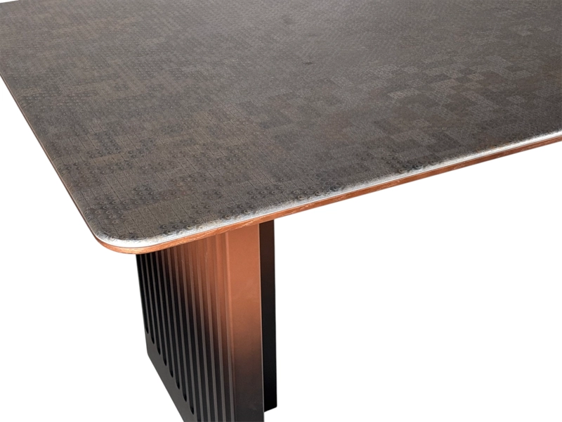 MESA DE COMEDOR VANGUARDIA EN PIEDRA MICROCRISTALINA Y MADERA DE ROBLE ROJO 160 × 85 × 75 CM - 10