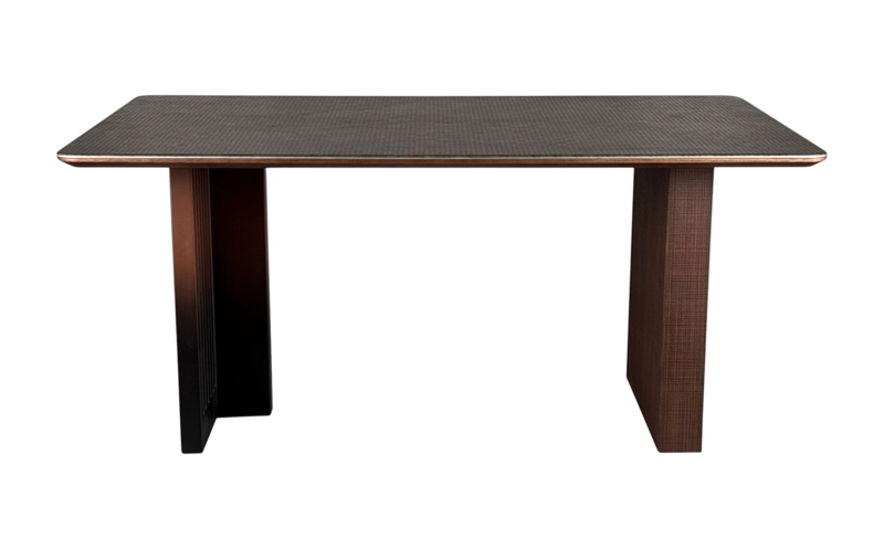 MESA DE COMEDOR VANGUARDIA EN PIEDRA MICROCRISTALINA Y MADERA DE ROBLE ROJO 160 × 85 × 75 CM - 2
