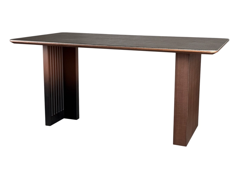 MESA DE COMEDOR VANGUARDIA EN PIEDRA MICROCRISTALINA Y MADERA DE ROBLE ROJO 160 × 85 × 75 CM - 3