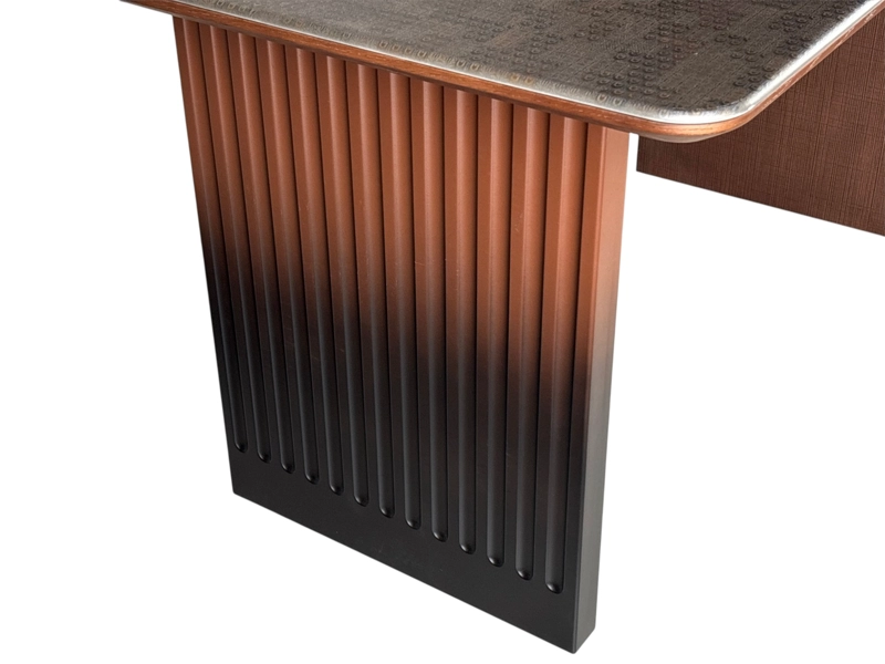 MESA DE COMEDOR VANGUARDIA EN PIEDRA MICROCRISTALINA Y MADERA DE ROBLE ROJO 160 × 85 × 75 CM - 6