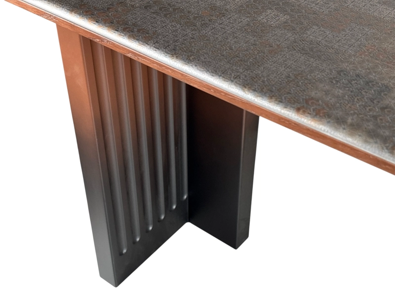 MESA DE COMEDOR VANGUARDIA EN PIEDRA MICROCRISTALINA Y MADERA DE ROBLE ROJO 160 × 85 × 75 CM - 8