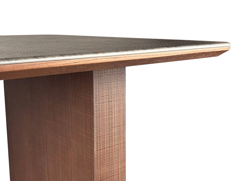 MESA DE COMEDOR VANGUARDIA EN PIEDRA MICROCRISTALINA Y MADERA DE ROBLE ROJO 160 × 85 × 75 CM - 9