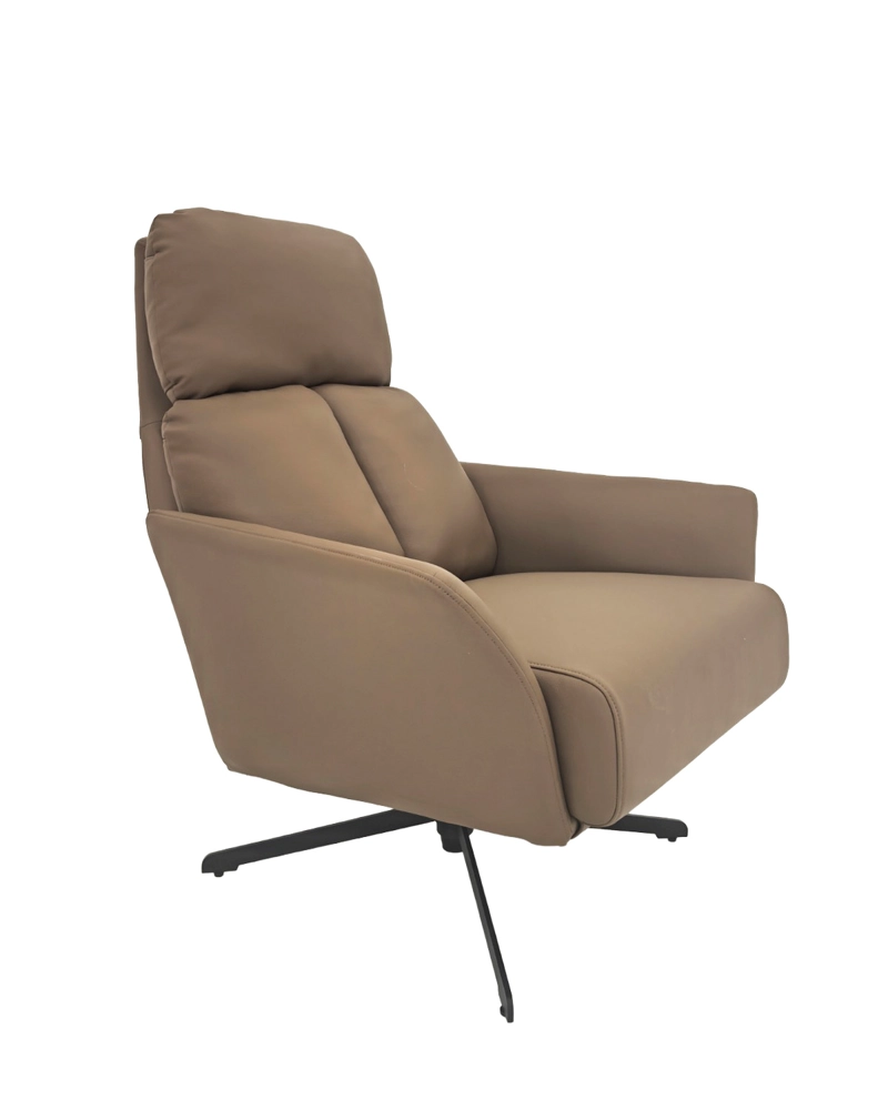 SILLON GIRATORIO SILVERSTONE EN ECO CUERO CAFE  Y ACERO NEGRO 87 × 52 × 98 CM - 2