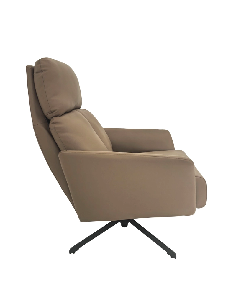 SILLON GIRATORIO SILVERSTONE EN ECO CUERO CAFE  Y ACERO NEGRO 87 × 52 × 98 CM - 3