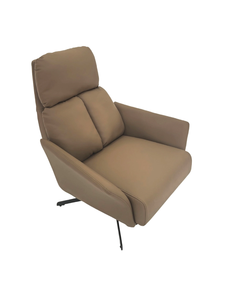 SILLON GIRATORIO SILVERSTONE EN ECO CUERO CAFE  Y ACERO NEGRO 87 × 52 × 98 CM - 4