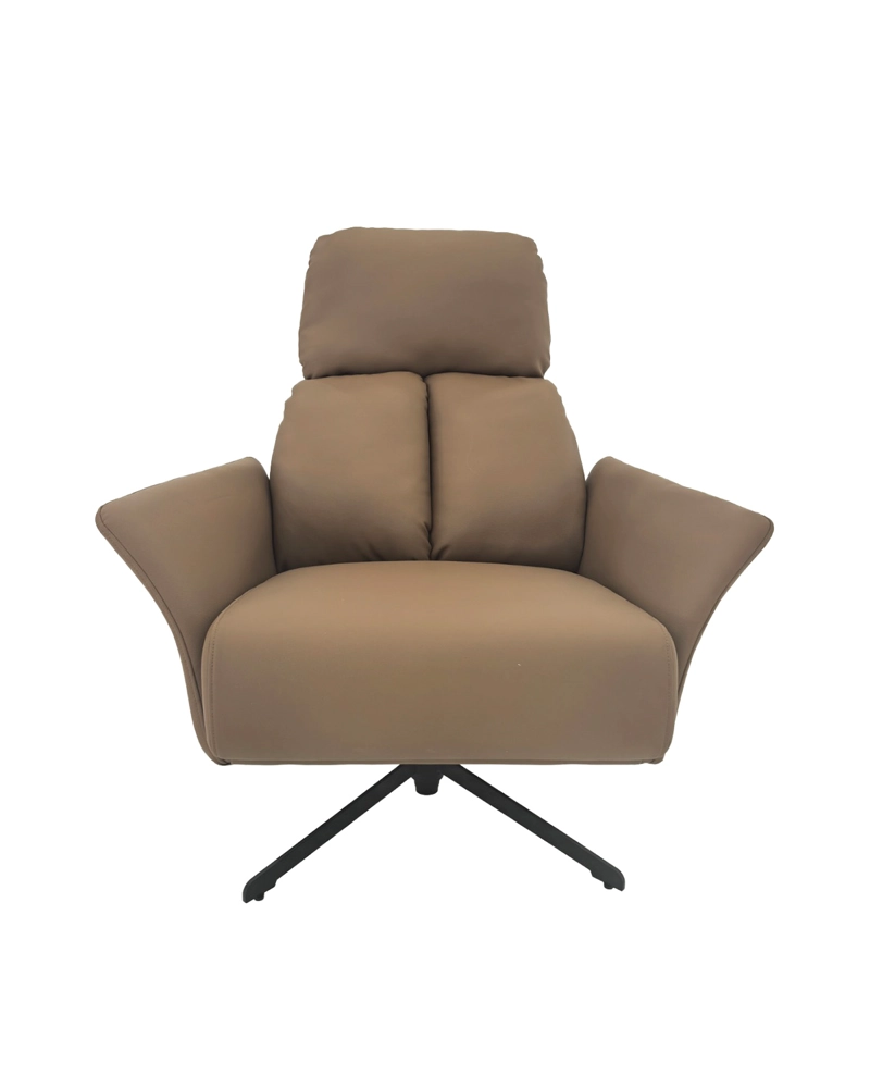 SILLON GIRATORIO SILVERSTONE EN ECO CUERO CAFE  Y ACERO NEGRO 87 × 52 × 98 CM - 5