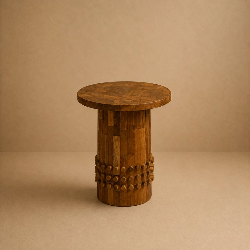 MESA LATERAL DOMINO NECTAR MADERA TECA 55X60 CM - 2